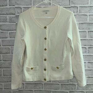 BANANA REPUBLIC - women’s medium cream, gold button cardigan